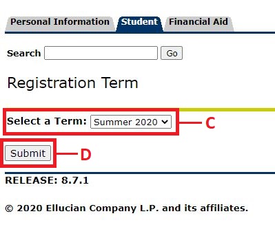 Click Select Term, select a semester/session and click Submit 