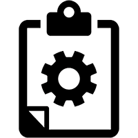 clipboard with gear icon