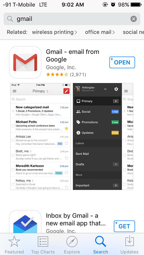 Gmail App at the App Store