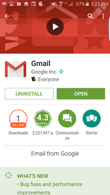 Gmail App at the Google Play Store